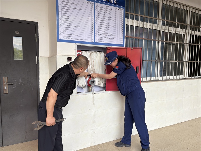 深入學(xué)校開展隱患排查工作。資陽高新消防救援大隊供圖